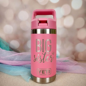 Big Sister Personalized Engraved YETI Rambler Water Bottle | Kids YETI Water Bottle | Promoted to Big Sis Gift from Baby | 12oz Jr 18oz