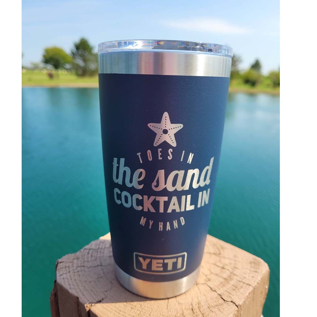 Toes in the Sand Cocktail in My Hand Engraved YETI Rambler Tumbler Engraved  YETI Cup Vacation Cruise Tumbler Beach Vacay Mug 