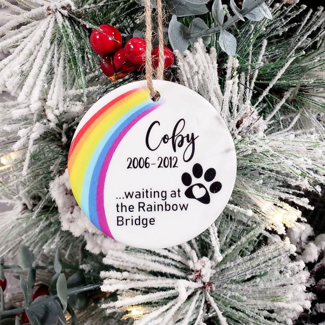 Rainbow Bridge Pet Memorial Ceramic Photo Ornament | Pet Loss Gift ...