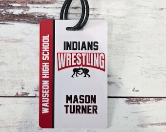Personalized Wrestling Team Sports Bag Tags | Equipment Bag Tag | Wrestling Gift | Team Name Tags | Luggage Tags | School Wrestling Team