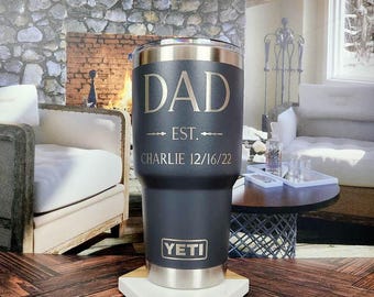 Personalized Father's Day YETI Rambler Tumbler | Dad Established | Engraved YETI | Personalized Father's Day Gift | Husband Gift | New Dad