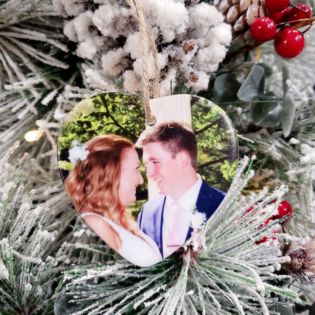 Heart Shaped Ceramic Photo Ornament Personalized Gift Baby's First Christmas Christmas Ornament ...
