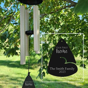 Our First Home Personalized Engraved Wind Chime | Housewarming Gift | New Home Gift | Closing Gift | Garden Wind Chime | New Homeowner