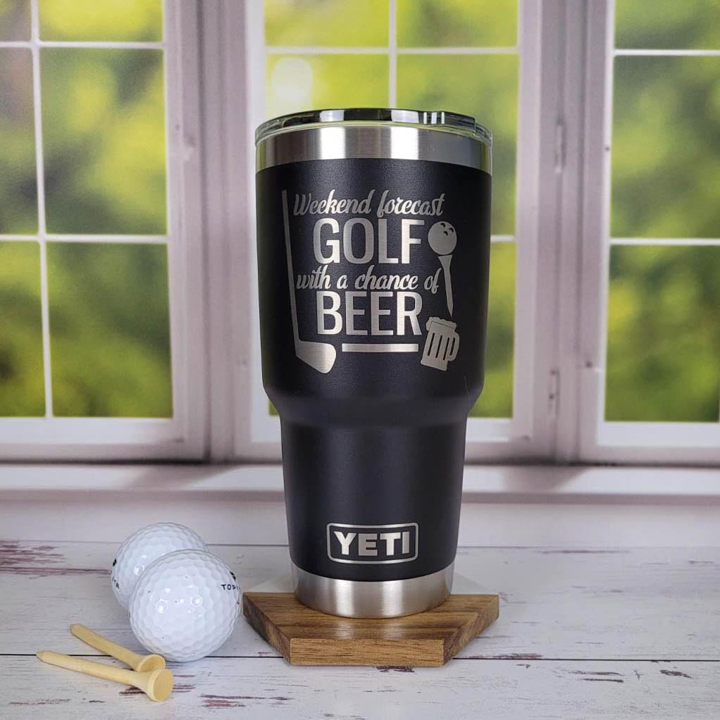 Weekend Forecast Golf With a Chance of Beer Laser Engraved YETI