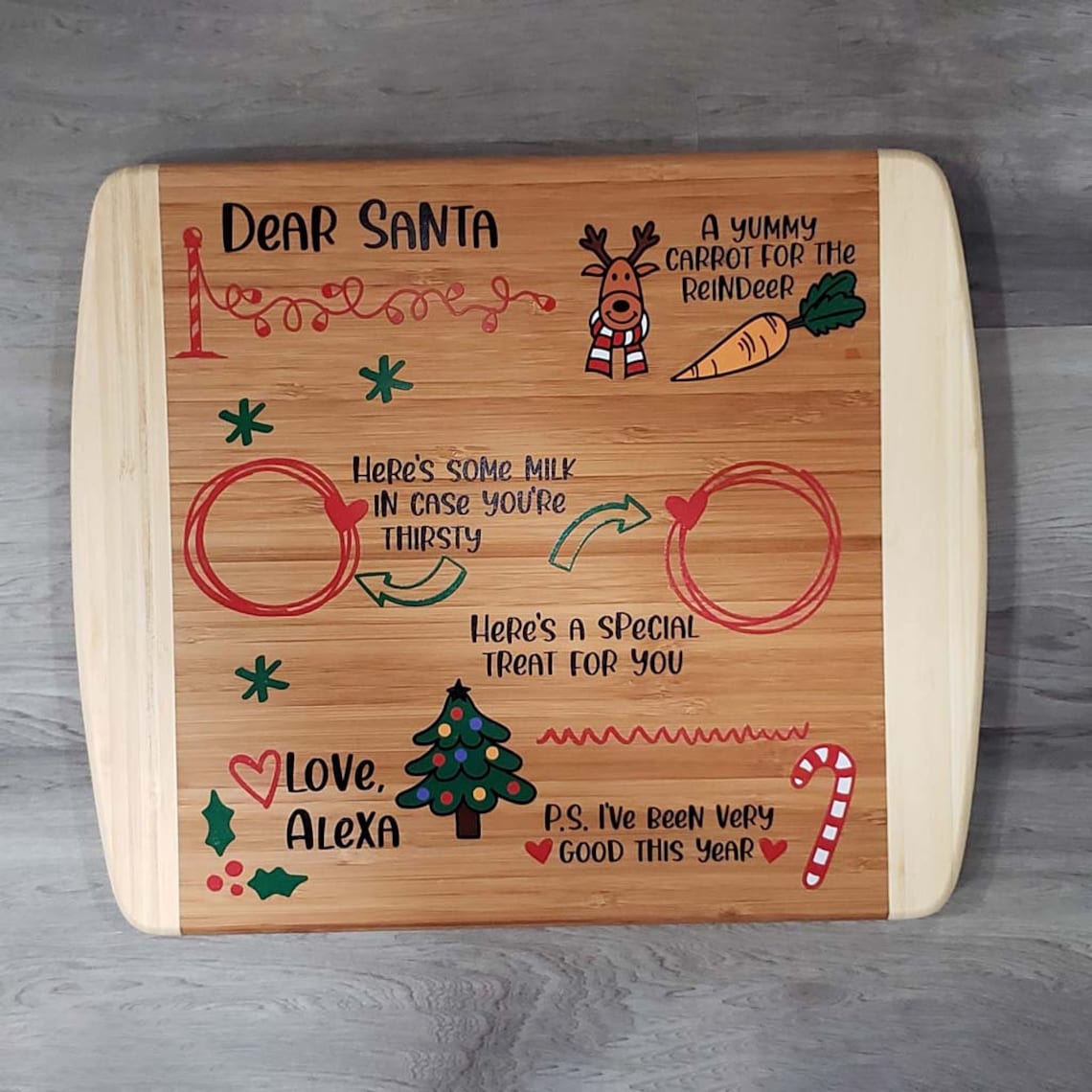 Personalized Santa Tray Dear Santa Holiday Treat Board Etsy