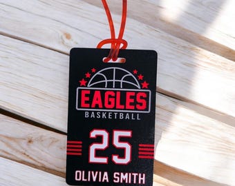 Etiquetas personalizadas para bolsas de equipo de baloncesto / Etiquetas para bolsas de equipamiento / Regalo de baloncesto / Etiquetas con el nombre del equipo / Etiquetas para equipaje / Baloncesto de viaje