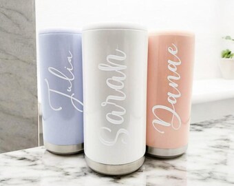 Personalized Can Cooler | Engraved Gift | Stainless Steel Holder | Bridesmaid Gift | Vacation | Custom | Bachelorette | Monogram | Skinny