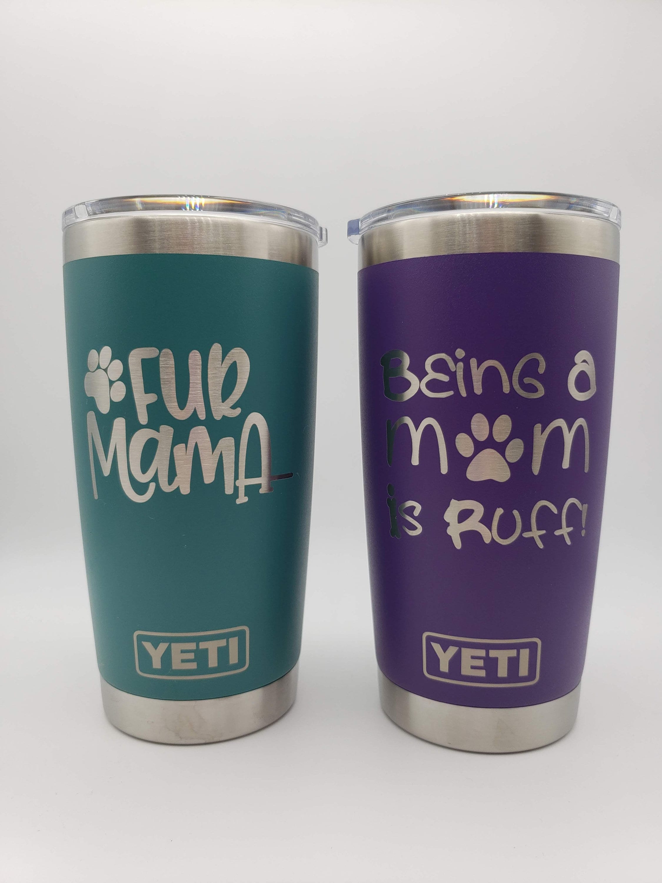 Dog Mom Engraved YETI Rambler Tumbler Rescued Mama Cat Mom Fur