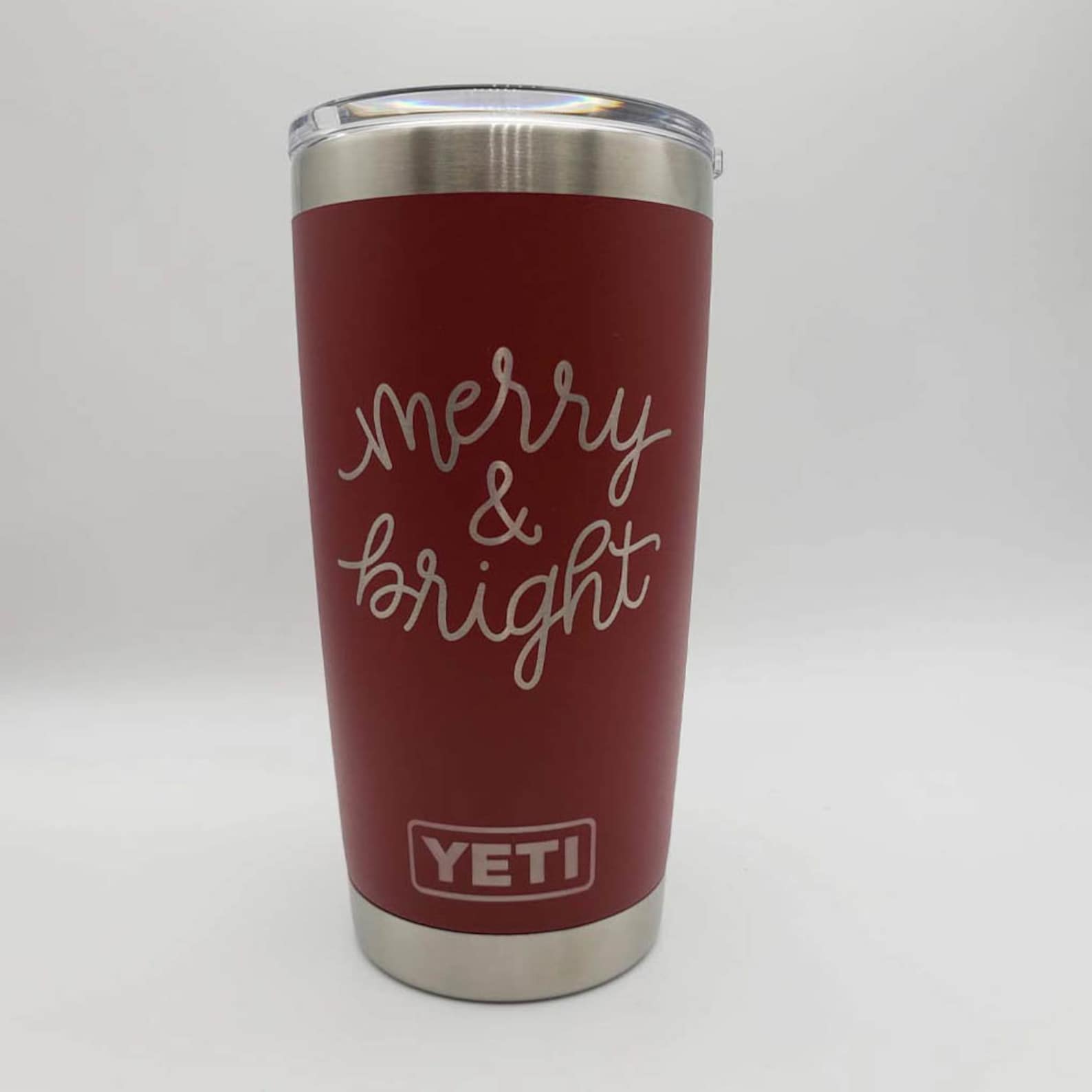 Merry & Bright Engraved Christmas YETI Rambler Tumbler Etsy