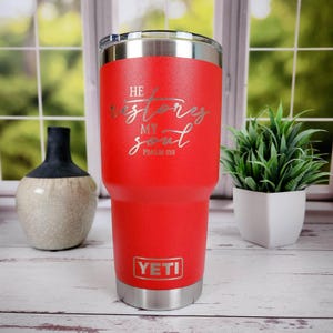 He Restores My Soul Engraved Christian YETI Tumbler | Scripture | Christian Gift | Bible Verse | Inspirational | Psalm 23:3 | Scripture GIft bild 6