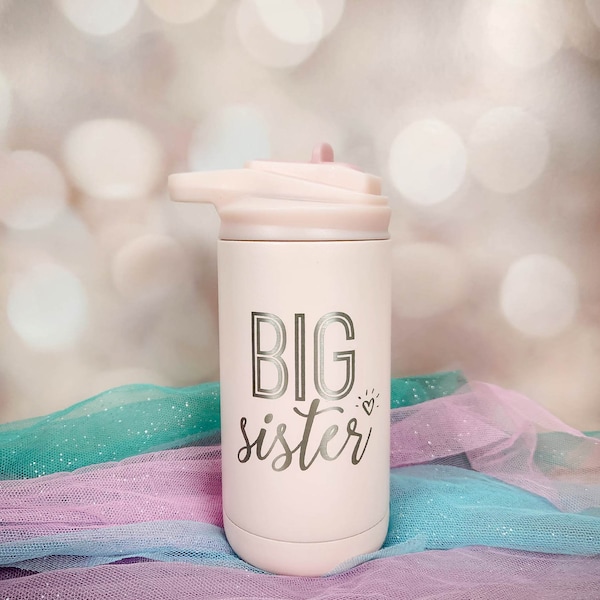 Big Sister Engraved Water Bottle | Personalized for Kids | Stainless Water Bottle with Name | Stocking Stuffer | Gift from Baby | Promoted