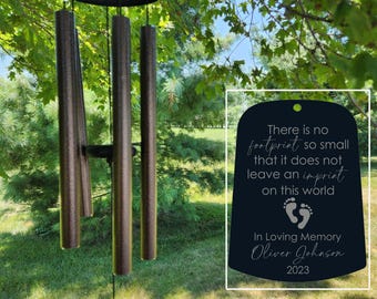 There Is No Footprint Too Small Personalized Engraved Memorial Wind Chime | Loss of Child | Newborn Loss | Miscarriage | Child Bereavement