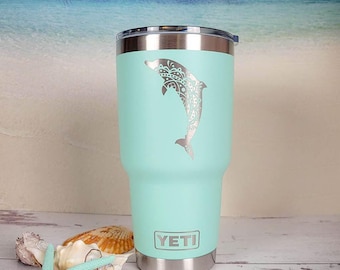 Dolphin Mandala Engraved YETI Rambler Tumbler | Engraved Tumbler | Engraved YETI Cup | Vacation Cruise Tumbler | Ocean Beach