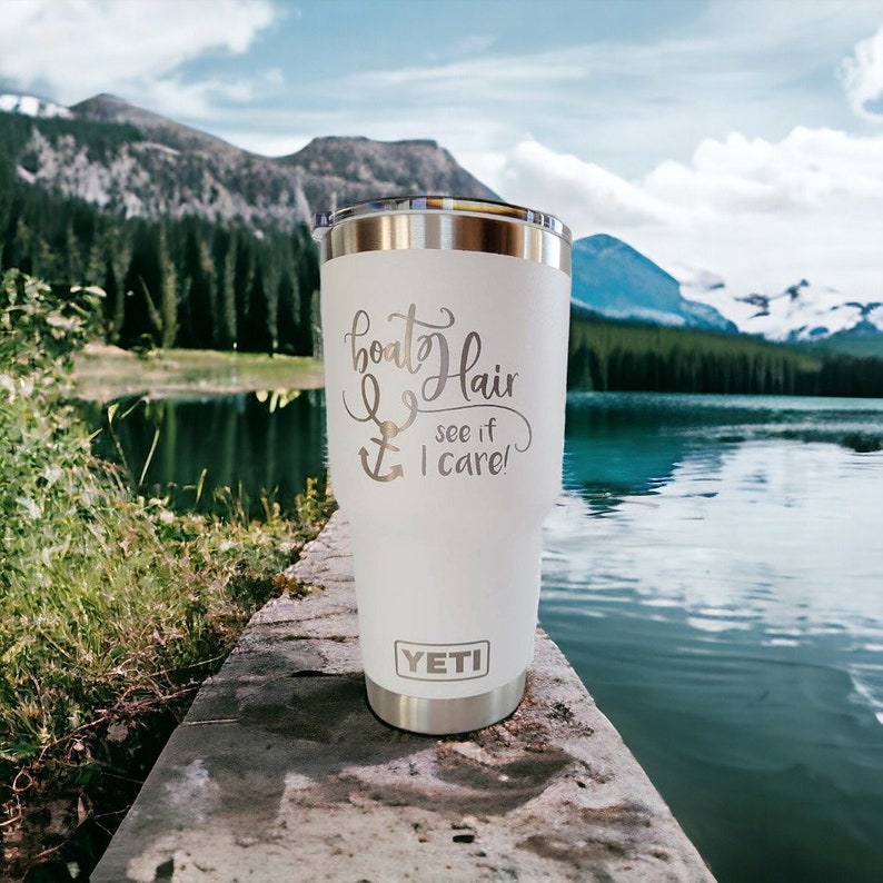 Boat Hair Engraved YETI Rambler Tumbler Engraved Travel Mug Gift for Her Nautical YETI Boat Party Cruise Vacation Captain image 1