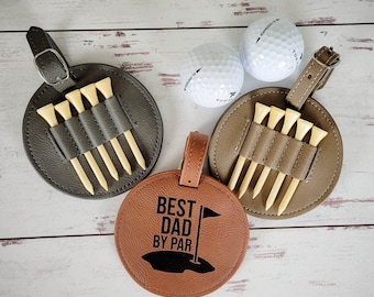 Personalized Golf Bag Tee Holder | Father's Day Gift | Dad Birthday | Best Dad By Par | Papa Golf | Golf Tag | Golfer Christmas Gift Women