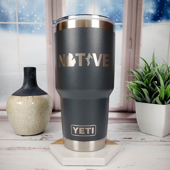 Michigan Native Engraved YETI Rambler Tumbler Michigan Gift up North  Christmas Gift Great Lakes Girl Michigan YETI Unsalted 