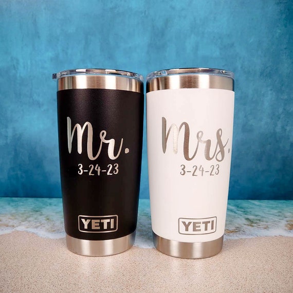 Mr. and Mrs. Yeti Tumbler Personalized Wedding Gift Set Engagement Laser  Engraved Mug 20oz 30oz SHIPS NEXT DAY 