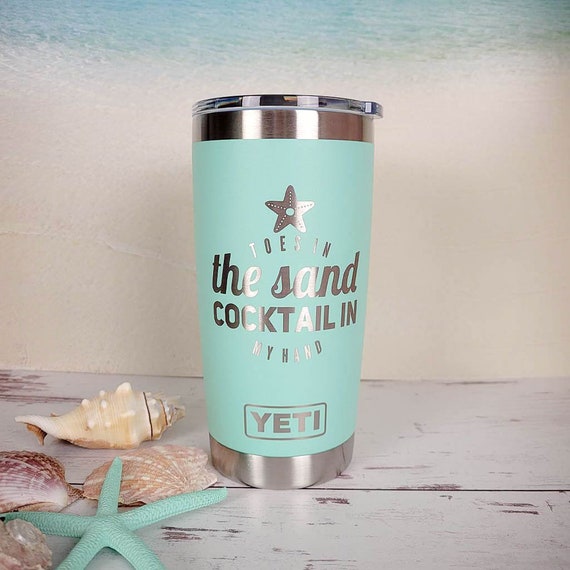 Toes in the Sand Cocktail in My Hand Engraved YETI Rambler Tumbler Engraved  YETI Cup Vacation Cruise Tumbler Beach Vacay Mug 