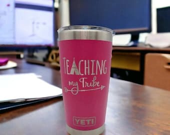 Teaching My Tribe Engraved YETI Rambler Tumbler | Custom Gift | Christmas Gift for Teacher | Teacher Appreciation | Best Teacher Ever