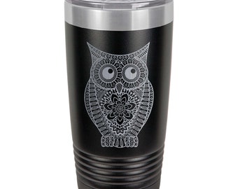 Owl Mandala Engraved YETI Rambler Tumbler Engraved Tumbler Engraved YETI Cup  Owl Gift Mug Owl Decor Owl Lover Cute Owl 