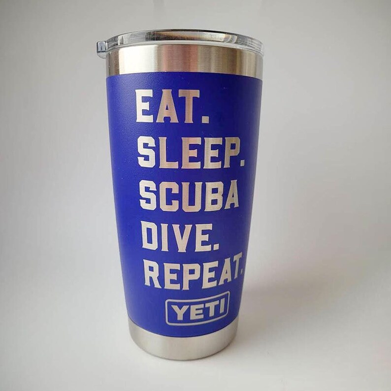 Eat Sleep Scuba Dive Repeat Engraved YETI Rambler Tumbler | Engraved Travel Mug | Water Sports Mug | Scuba Diver Gifts | Scuba Diving image 8