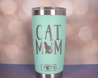 Cat Mom Engraved YETI Rambler Tumbler | Rescue Mama | Fur Mom | Cat Lover Gift | Christmas Gift | Cat Rescue | Kitty Mom | Cute Cat Gift