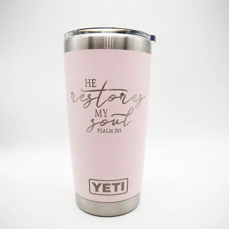 He Restores My Soul Engraved Christian YETI Tumbler | Scripture | Christian Gift | Bible Verse | Inspirational | Psalm 23:3 | Scripture GIft bild 10