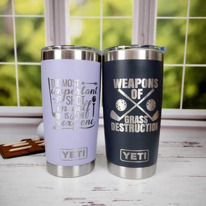 Golfing Engraved YETI Rambler Tumbler | Engraved Travel Mug | Golfer Gift for Him or Her | Funny Golf Mug | May the Course | Golf Beer Gift