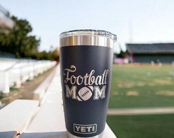 Football Mom Engraved YETI Rambler Tumbler | Football Family | Football Life | Sports Mom | Pigskin | High School Football | Proud Mom