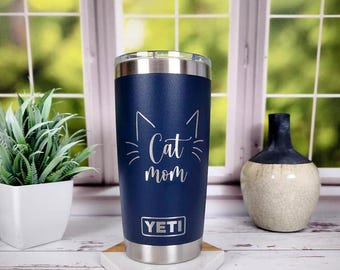 Cat Mom Engraved YETI Rambler Tumbler | Rescue Mama | Fur Mom | Cat Lover Gift | Christmas Gift | Cat Rescue | Kitty Mom | Cute Cat Gift