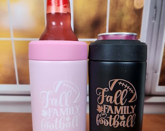 Fall Family Football Personalized Engraved Frost Buddy Universal Can Cooler | Insulated Stainless Steel Holder | Slim | 12oz 16oz Can