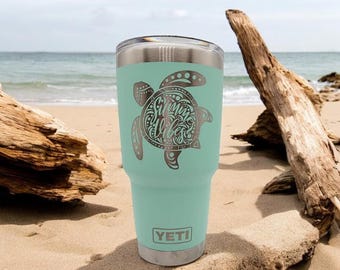 Sea Turtle Mandala Engraved YETI Rambler Tumbler | Engraved Tumbler | Engraved YETI Cup | Vacation Tumbler | Cruise Tumbler | Ocean Beach