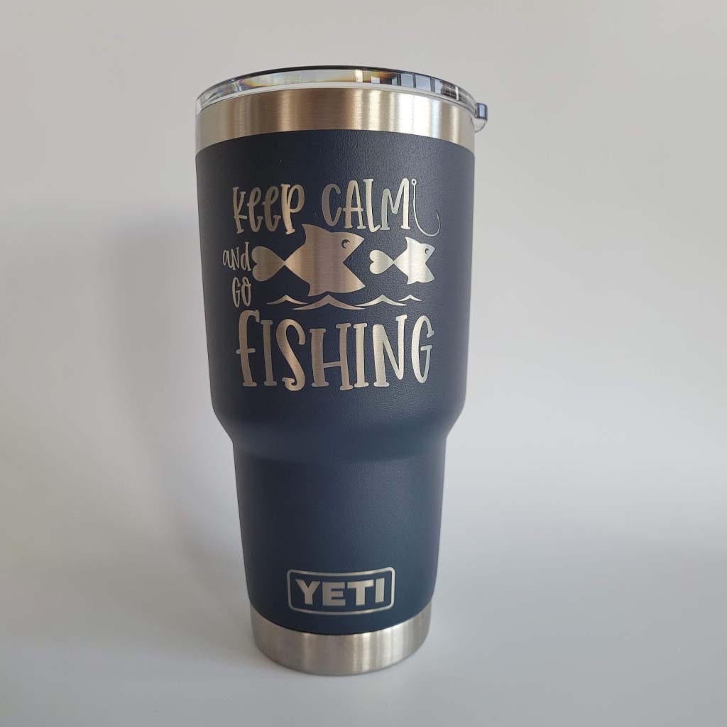 Keep Calm and Go Fishing Engraved YETI Rambler Tumbler Fishing Father's Day  Gift Custom Tumbler Fishing Mug Dad Birthday Gift 