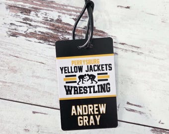 Personalized Wrestling Team Sports Bag Tags | Equipment Bag Tag | Wrestling Gift | Team Name Tags | Luggage Tags | School Wrestling Team