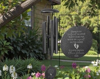 There Is No Footprint Too Small Personalized Engraved Memorial Wind Chime | Loss of Child | Newborn Loss | Miscarriage | Child Bereavement