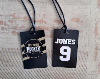 Personalized Team Hockey Sports Mascot Bag Tags | Equipment Bag Tag | | Team Name Tags | Luggage Tags | Travel Junior Ice Hockey