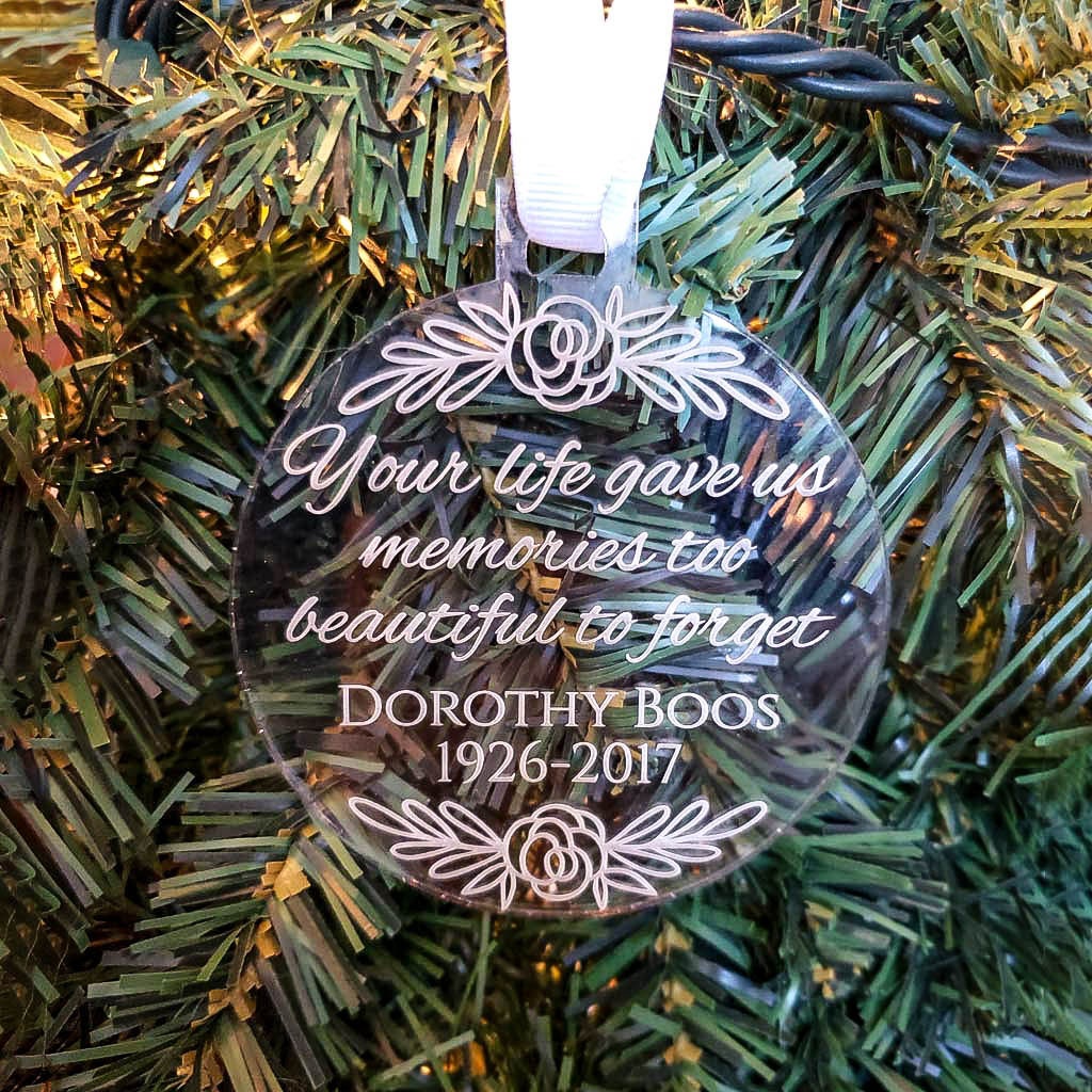 Personalized Memorial Engraved Acrylic Ornament Memorial Etsy