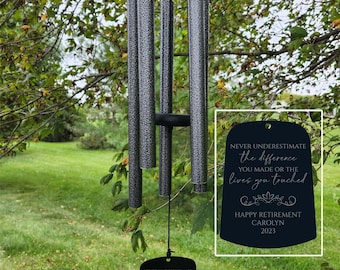 Never Underestimate The Difference You Made Personalized Engraved Retirement Wind Chime | Retirement Gift | Coworker Teacher Gift