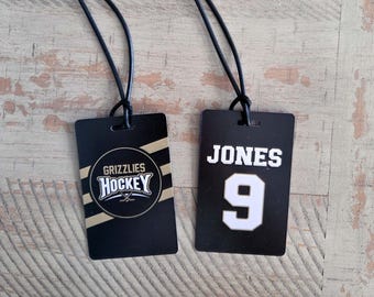 Personalized Team Hockey Sports Logo Bag Tags | Equipment Bag Tag | | Team Name Tags | Luggage Tags | Travel Junior Ice Hockey