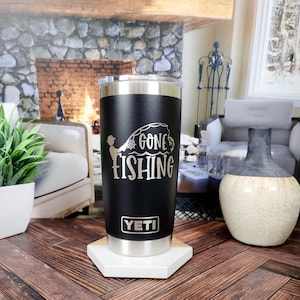 Gone Fishing Engraved YETI Rambler Tumbler | Fishing | Father&#39;s Day Gift | Custom Tumbler | Fishing YETI | Fishing Mug | Dad Gift | Boat Cup
