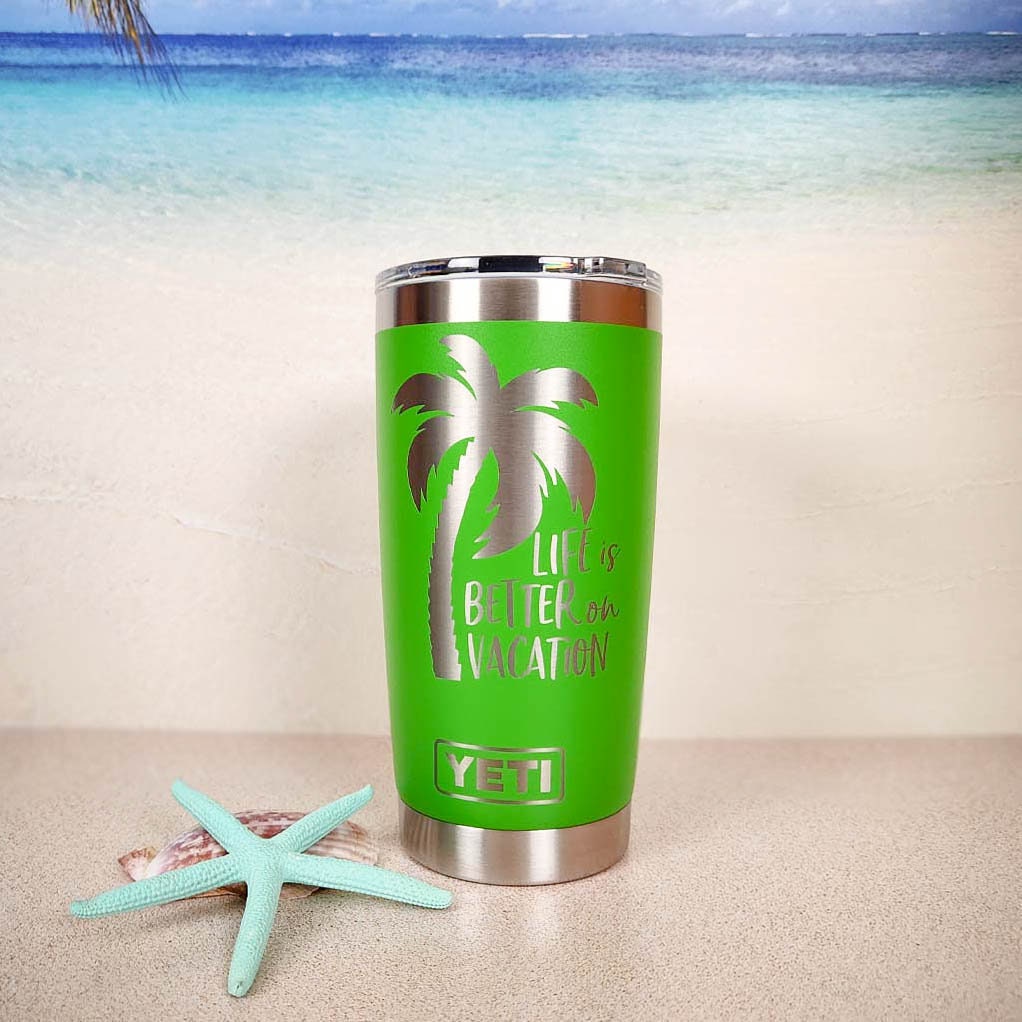 Living on Island Time Engraved YETI Rambler Tumbler Beach Mug