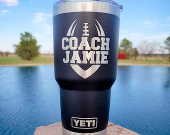 Football Coach Laser Engraved YETI Rambler Tumbler | Sports Tumblers | Football | School Fundraising | Booster Club | Coach Gift