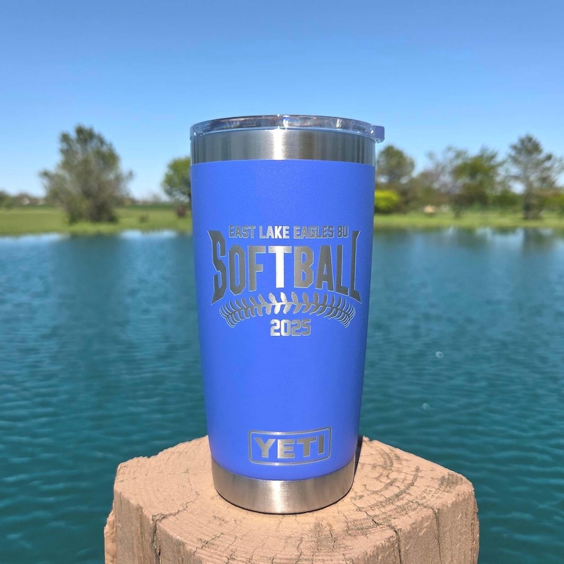 Softball Team Mascot Laser Engraved YETI Rambler Tumbler | Sports Tumblers | Softball | School Fundraising | Booster Club | School Spirit image 1