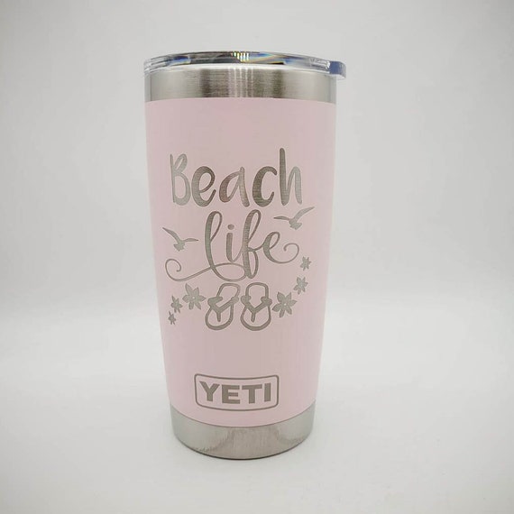 Custom Yeti 30 oz Rambler Tumbler Laser Engraved Beach Please