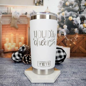 Holiday Cheer Engraved Christmas YETI Rambler Tumbler | Winter Holiday Tumbler | Christmas Gift | Christmas YETI Mug | Tis the Season