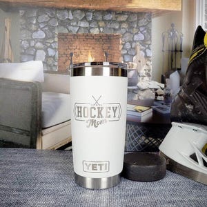 Hockey Mom Engraved YETI Rambler Tumbler | Hockey Family | Hockey Life | Sports Mom | High School Hockey | Proud Mom | Ice Rink Mom image 1