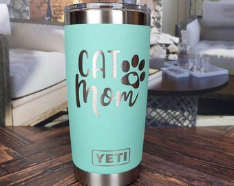 Cat Mom Engraved YETI Rambler Tumbler | Rescue Mama | Fur Mom | Cat Lover Gift | Christmas Gift | Cat Rescue | Kitty Mom | Cat Gift Mug