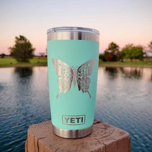 Butterfly Mandala Engraved YETI Rambler Tumbler | Engraved Tumbler | Engraved YETI Cup | Butterfly Lover | Mom Birthday | Cute Butterfly