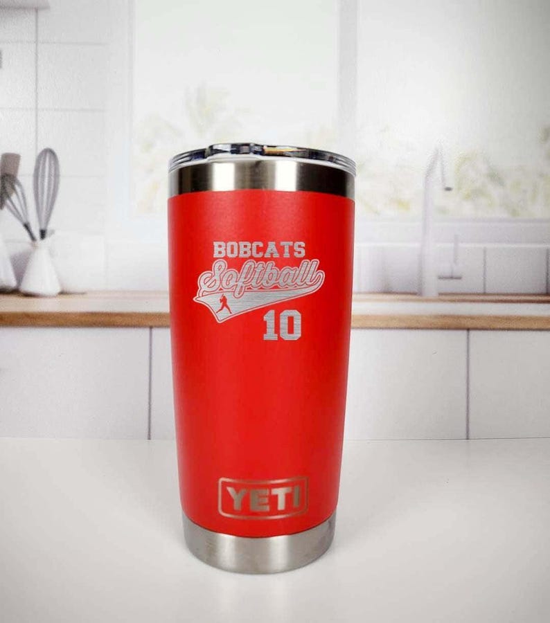Softball Team Mascot Laser Engraved YETI Rambler Tumbler | Sports Tumblers | Softball | School Fundraising | Booster Club | School Spirit image 9