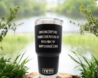 Amazing Step Dad Engraved YETI Rambler Tumbler | Father's Day | Personalized Engraved Dad Tumbler | Bonus Dad | Stepfather | Stepdad Gift